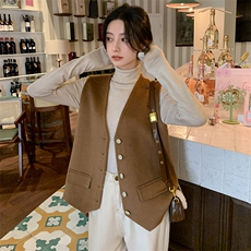 2025秋冬百搭时尚斜角马甲外搭大衣，女装双面呢大衣，荣图大衣