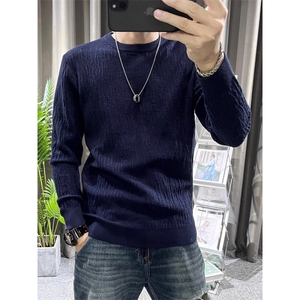 纯色男士毛衣秋冬新款修身圆领潮流简约毛线衫青年针织衫MY630图片