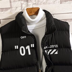 MJ08--P80  日系白墙立领秋冬棉马甲大码休闲宽松潮牌上衣  黑色图片