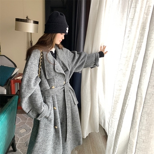 韩版时髦气质长款双面羊绒大衣女2025秋冬季新款收腰显瘦呢子外套图片