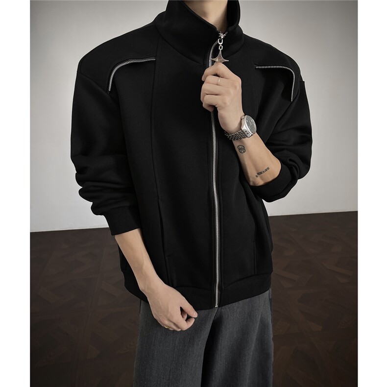 控60特P10855棉45聚酯红地板开衫设计卫衣外套夹克男WK2556，男装夹克，电商B370