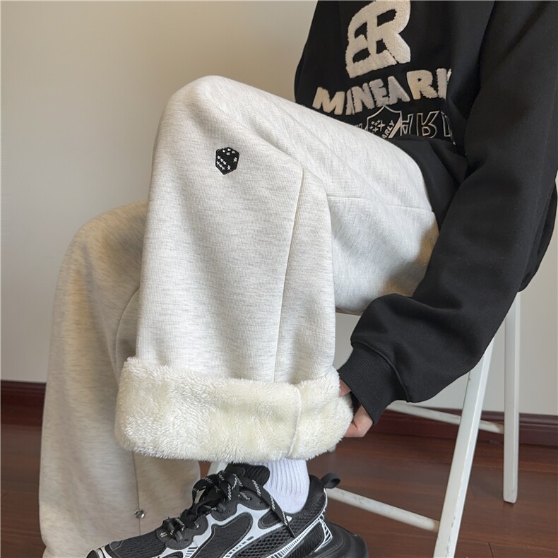 2025冬季加绒保暖潮流骰子刺绣宽松休闲卫裤B315-K873JR-p65控88,男装休闲裤,电商B315