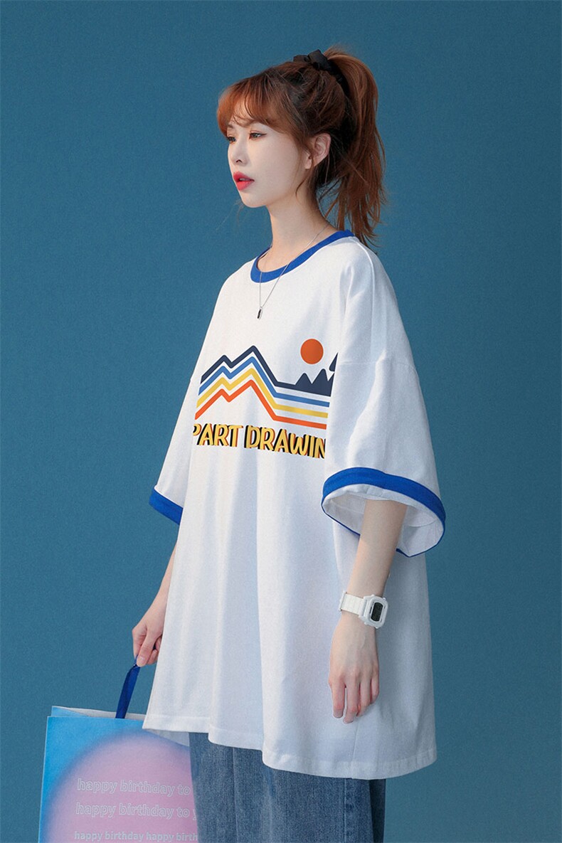 中性风2022夏季设计感字母印花情侣休闲T恤T260P35控58,女装T恤,A247A