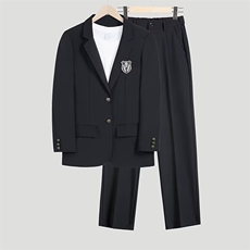 套装2025秋新款休闲西装男学院风制服男西服三件套班服W6659-P108，男装西服，星座412-1