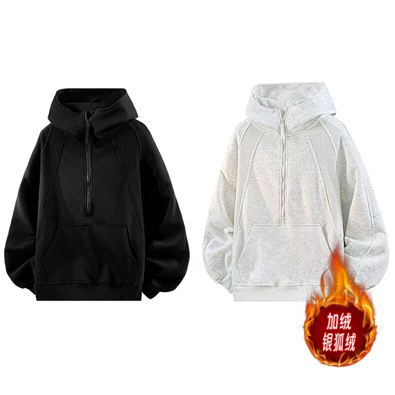 冬季重磅450克加绒银狐绒直播拉链连帽卫衣AH908JR-P56图片