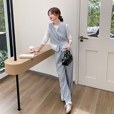 新款现货主推棉麻料三件套套装2521-P175-K258，女装套装/套裙，2C129