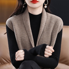2024秋新款简约抽绳中长款羊毛马甲女宽松显瘦百搭外套，女装马甲，狄美羊绒