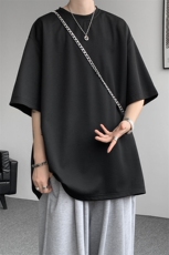 8XL-M高品质重磅棉光版纯色短袖T恤百搭款半截袖五分袖DX332特P23，男装T恤，电商D206-1
