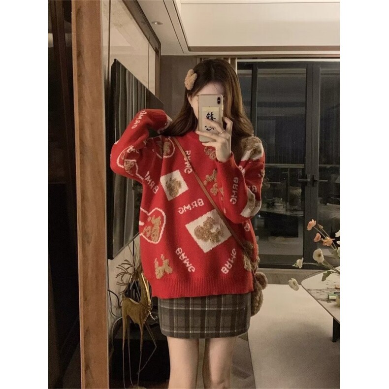 1506-1/MMY301/P52风红色毛衣男士美式复古慵懒风休闲情侣男女,男装针织衫/毛衣,星座1506-1