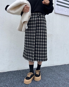 加绒一粒扣羊毛裙，其它，昕叶良品