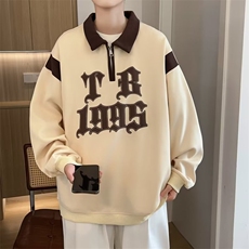 美式复古POLO领卫衣男2024春秋款潮牌设计感半拉链外套WB125-P41，男装卫衣，星座412-3