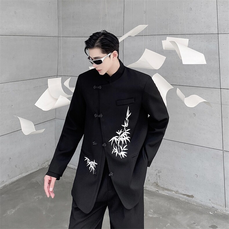 初春新款个性中式立领刺绣西服男女外套潮流复古金属盘扣122P140,男装西服,星座901-1（原C217）