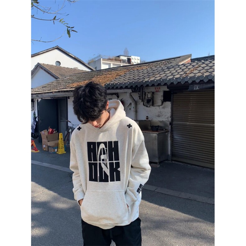 网图有货刺绣字母连帽华棉宽松卫衣男女A835-常规P49加绒P54,男装卫衣,星座1505