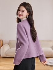 纯色双面毛呢外套小个子短款女2025秋冬季新款洋气百搭羊毛大衣，女装毛呢外套，众宇琦