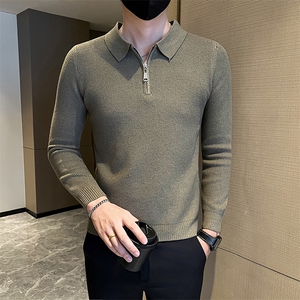 店主风小伙男士秋冬半拉链翻领纯色毛衣打底衫301A-1/M85/P58图片