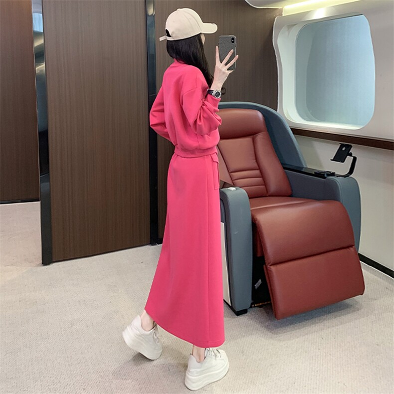 时尚优雅女士秋季短款开衫上衣开叉半身裙套装,女装套装/套裙,江南