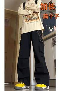 春季加长版工装裤男高个子阔腿直筒伞兵裤188cm110裤子KZ012P78图片
