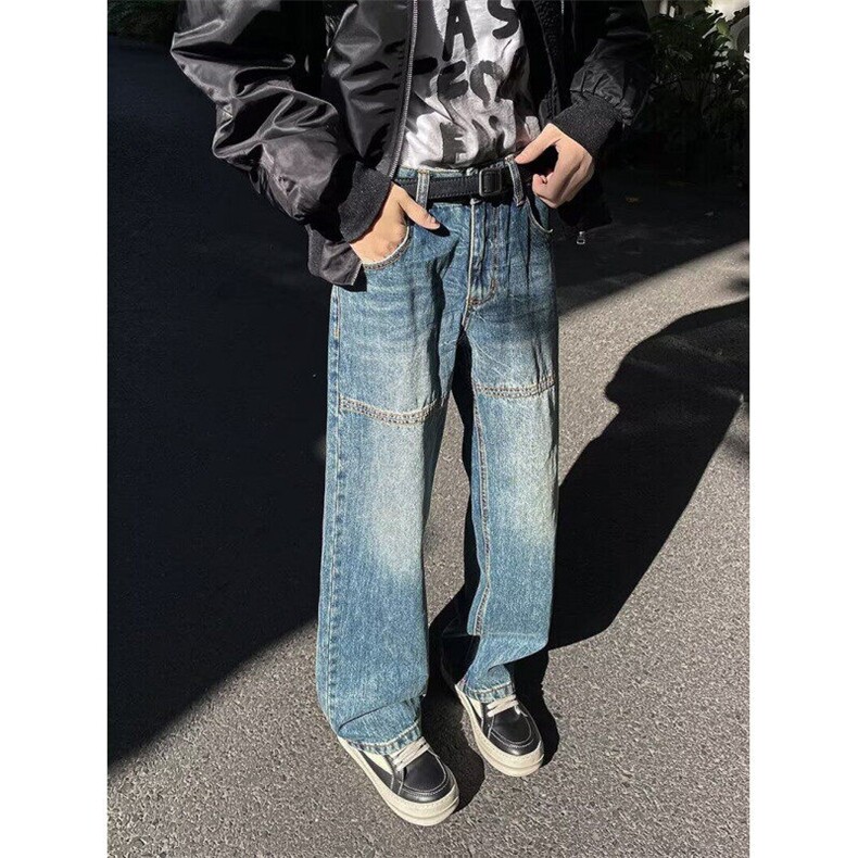 高街复古水洗蓝色牛仔裤男NT814P46,男装牛仔裤,星座1116-2