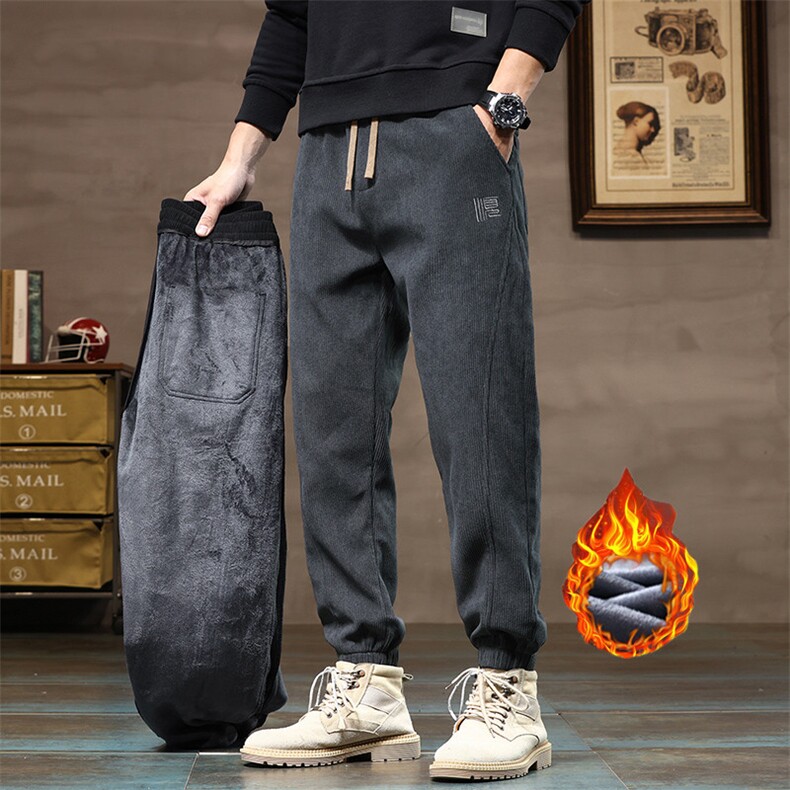 秋冬季加绒保暖休闲裤青年百搭宽松休闲厚款棉裤9029加绒p40主推，男装棉衣，星座224-1