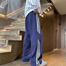 INS美式运动加绒加厚条纹宽松休闲卫裤B315-K24269JR-特p45控88，男装休闲裤，电商B315