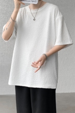 8XL-M特大码短T恤泡泡袖肌理感冰丝短袖衬衫上衣五分袖DX322P25，男装T恤，电商D206-1