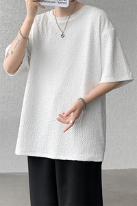 8XL-M 特大码短T恤泡泡袖肌理感冰丝短袖衬衫上衣五分袖DX322P25图片