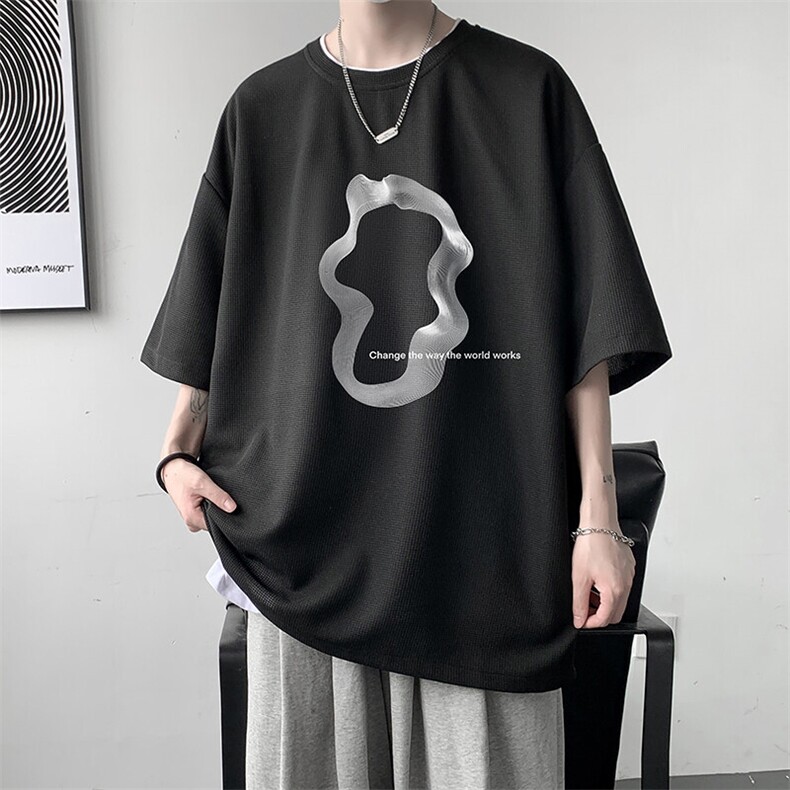 华夫格t恤男短袖男大码五分袖大皂风HT73390-P22,男装T恤,电商A040