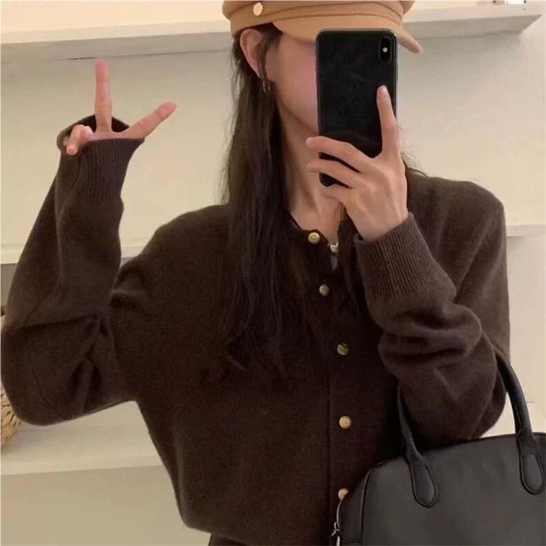 秋冬季羊毛休闲复古通勤内搭百搭圆领开衫,女装羊毛衫,圣旺供货