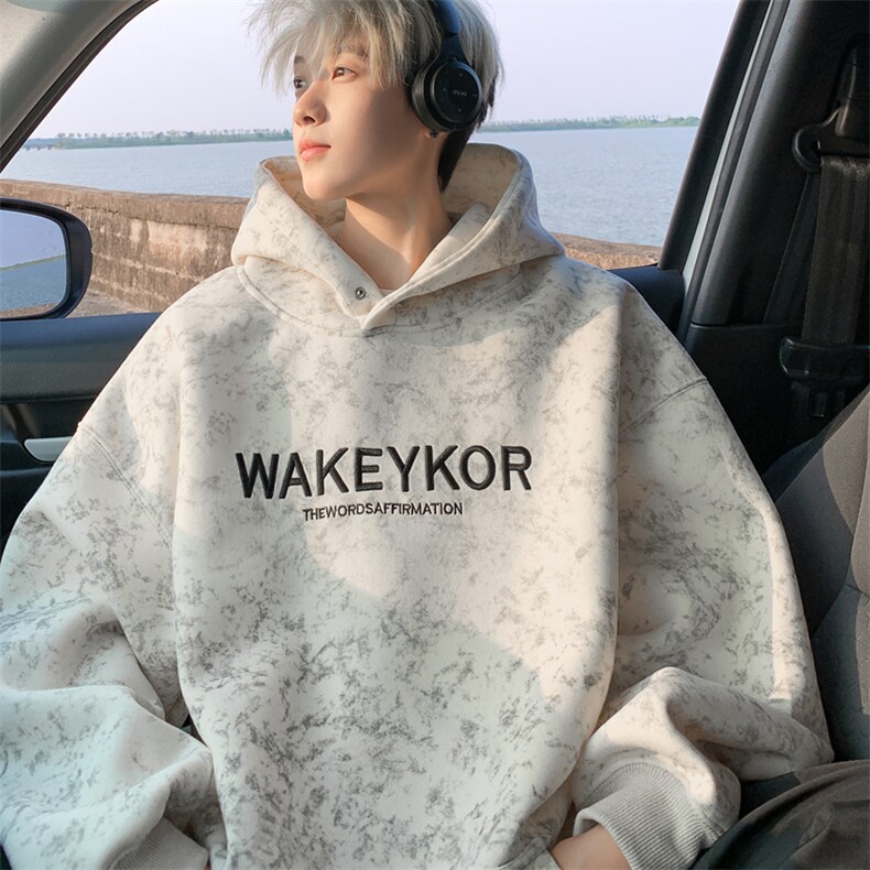 秋冬扎染重磅420克连帽卫衣刺绣男B208-WY3701-P65控98，男装卫衣，电商B208