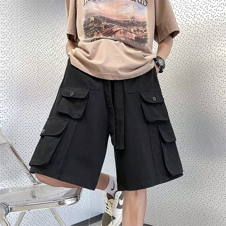 日系潮牌男夏季松紧抽绳休闲宽松大口袋工装五分短裤DK01109-P42,男装休闲裤,星座308B-1