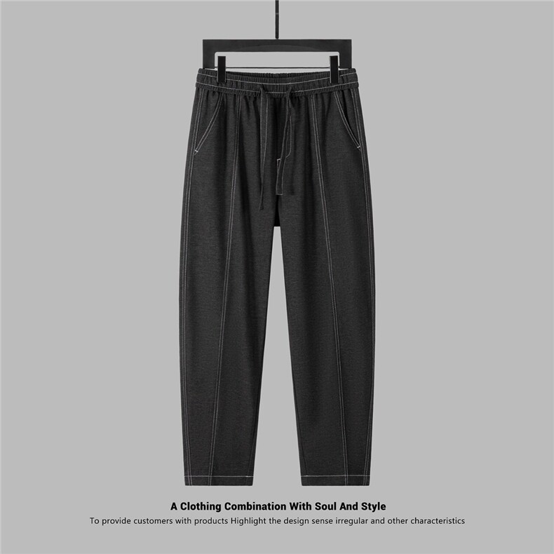 直筒纯色休闲裤 明线男牛仔裤 A329-K820-P65图片