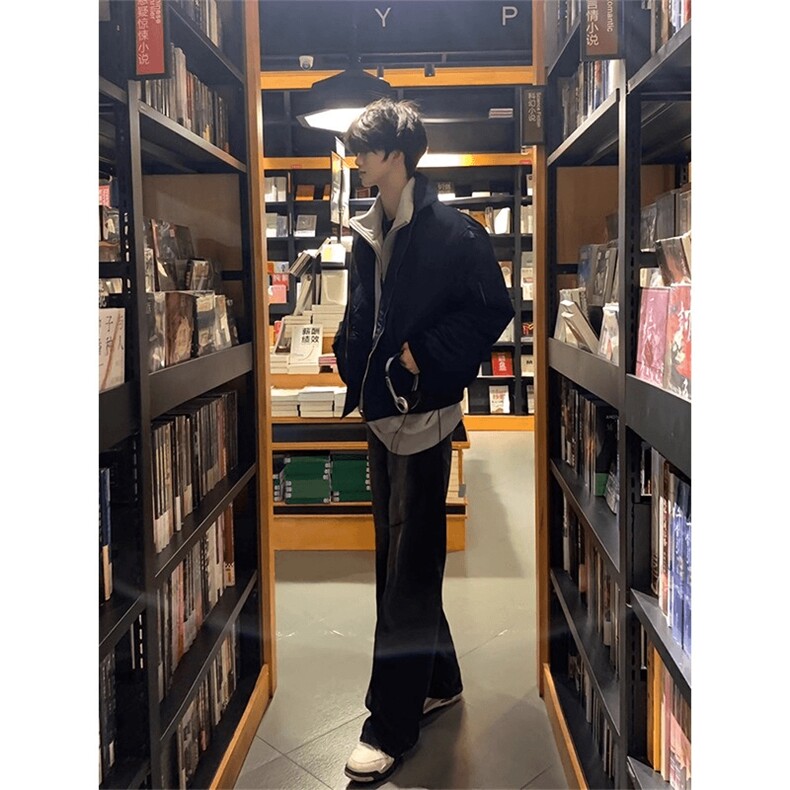 现货秋冬季美拉德立领飞行立领夹克boxy棉衣美式高街加厚加棉外套,男装夹克,电商A443