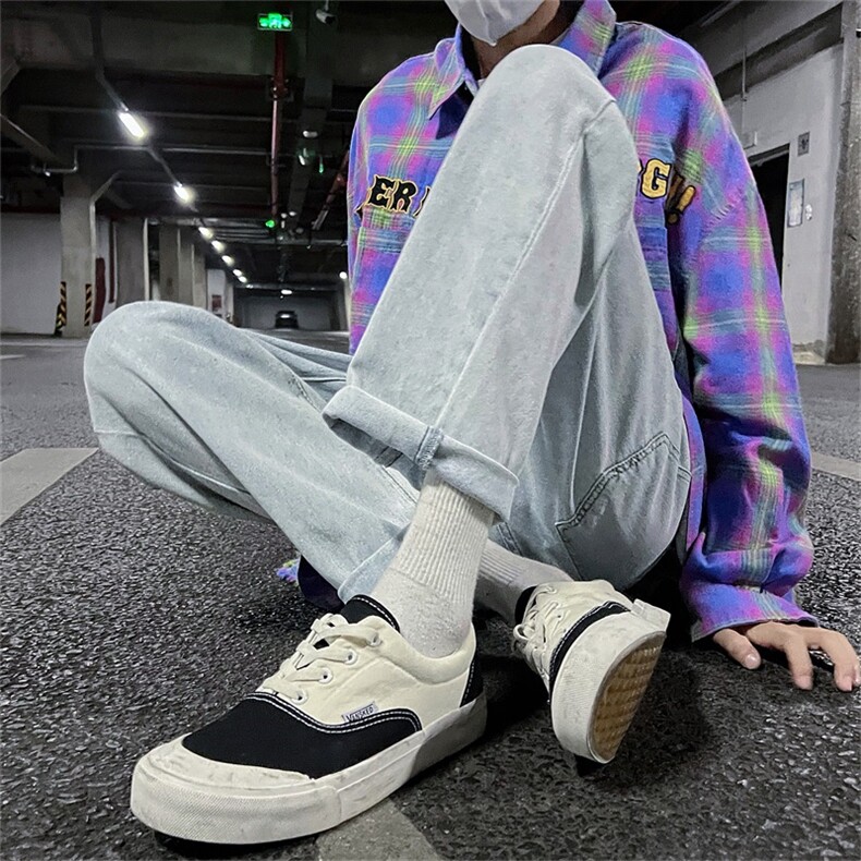 春夏新品！水洗牛仔裤男女中性宽松直筒休闲九分裤A080-9291-P35,男装牛仔裤,电商A080
