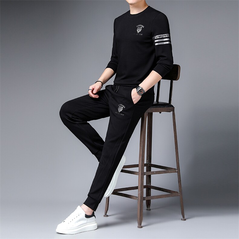 SA9656-2钱塘2020-2中青年男士冬季厚款帅气潮流卫衣套装P152,男装休闲套装,钱塘207-2