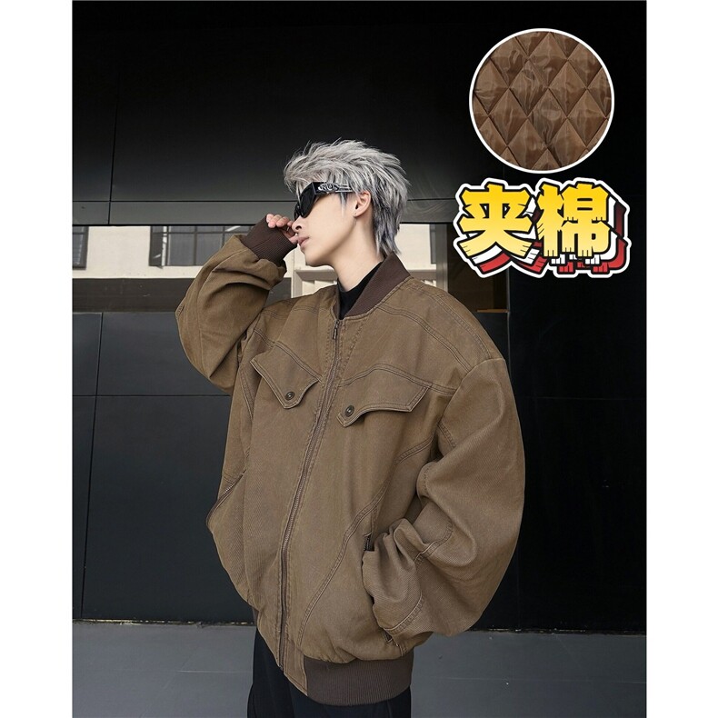 加绒加厚冬款男立领灯芯绒棉衣立领保暖棉袄外套MA8067P85,男装棉衣,星座1013-1