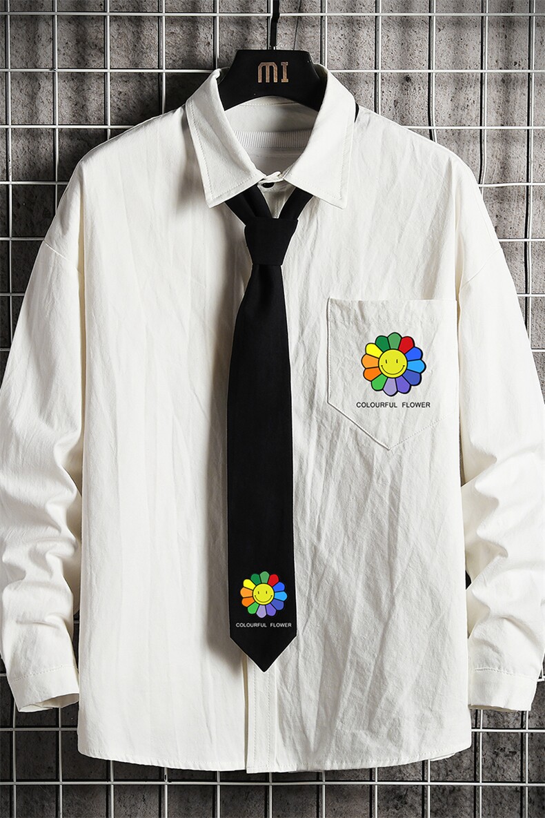 LC42101-P45痞帅领带长袖衬衫男士大码dk制服男jk衬衣男网格挂拍,男装衬衫,电商A040A