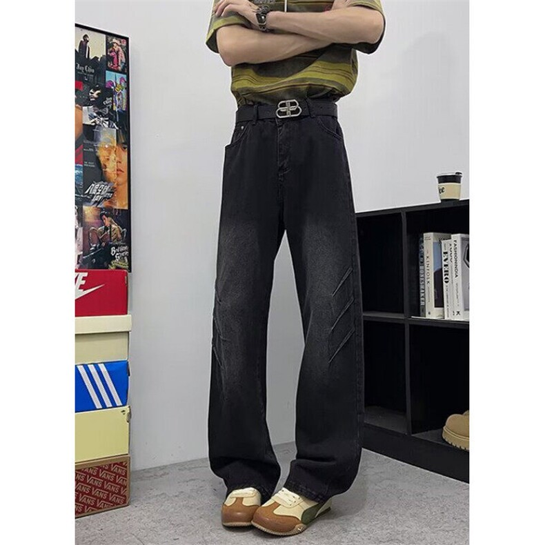 美式复古蓝色牛仔裤女春秋宽松直筒休闲阔腿裤2025新款NG80,男装牛仔裤,星座1116A（原606A-3）