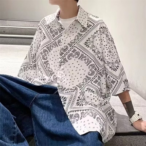 花衬衫男短袖夏季薄款卡通睡衣宽松夏威夷衬衣外套休闲上衣潮图片