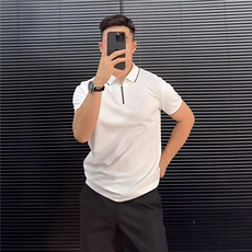 夏季新款时尚拼色半拉链polo衫男短袖翻领t恤韩版修身商务休闲T恤，男装T恤，星座506A