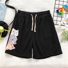 三只猫咪冰丝运动短裤男潮牌ins夏季薄款裤子男韩版潮流宽松大码，男装休闲裤，电商A040