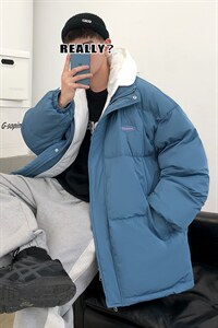 港风ins撞色拼接拼料厚款保暖连帽情侣棉服 A071-Y281-P130图片