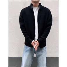 重磅秋冬北极绒双拉链毛衣开衫美式复古休闲慵懒风宽松针织衫外套，男装针织衫/毛衣，电商A486-1
