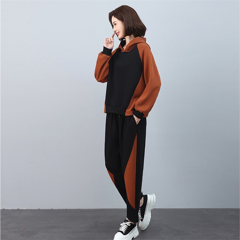 大码休闲运动套装女春秋季2025新款时尚高级感减龄卫衣搭配一整套,女装套装/套裙,叶笙衣