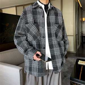 新款小香风短磨毛格子衬衫潮牌薄外套高级轻奢夹克 A071-C69-P68图片