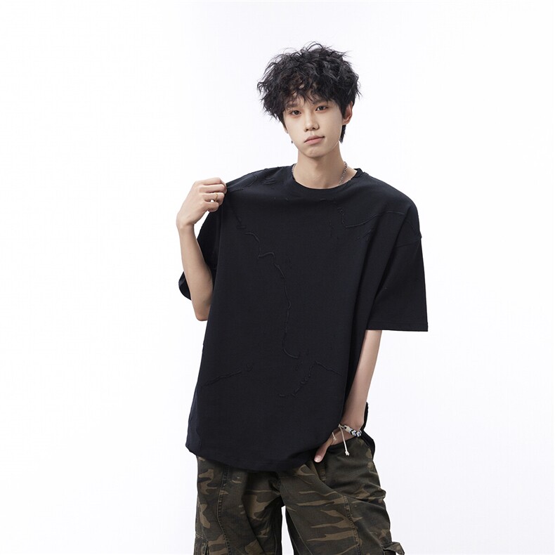 短袖男宽松激光烧花D329-QM910-P35-控58,男装T恤,电商D329