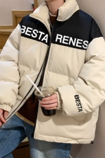 冬宽松加棉撞色简约字母北面棉衣棉服外套MY6253特价P85控138，男装棉衣，电商A268A