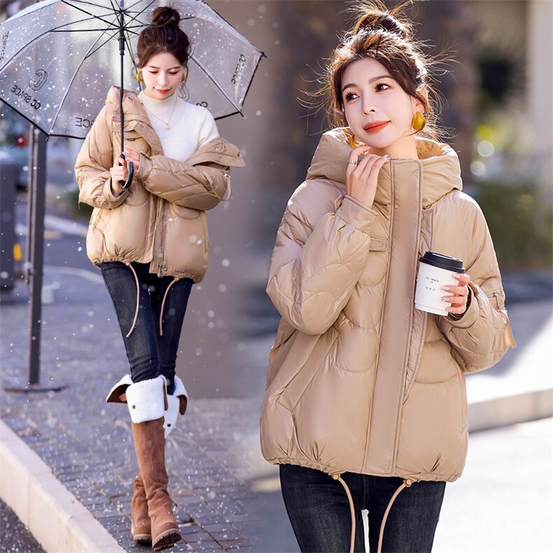 现货主推连帽简约时尚减零小个子加棉保暖通列棉服外套棉衣，女装棉衣/棉服，韩美纤衣