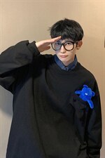 2026港风刺绣字母小熊卫衣男大码M-5XL情侣潮卫衣WY8745P60控88，男装卫衣，星座227-7