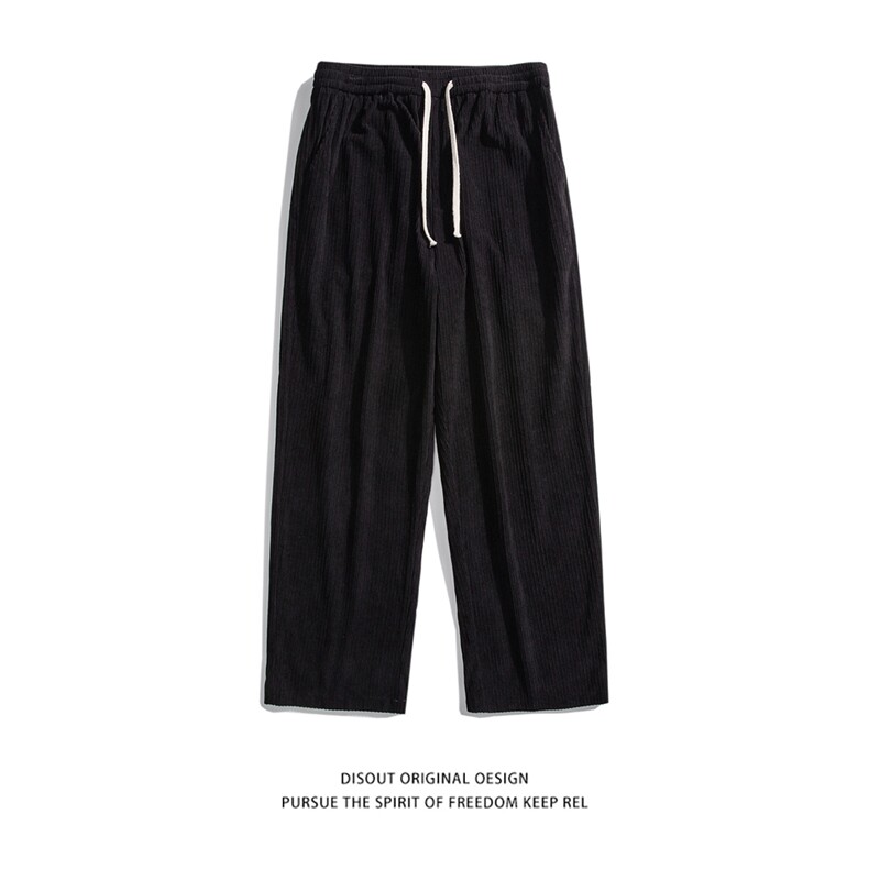 秋冬加厚拖地裤子灯芯绒宽松休闲裤直筒长裤男港风K315P35加绒P45,男装卫衣,电商A099