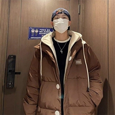 假两件连帽棉衣男外套冬季2024新款加厚潮流宽松棉袄男生棉服棉袄，男装夹克，星座506A